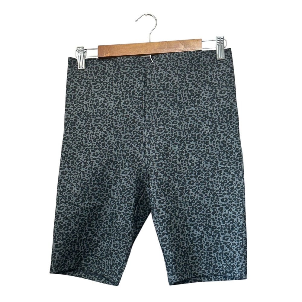 LOFT Gray Black Leopard Print Biker Shorts Athleisure Casual Women's
